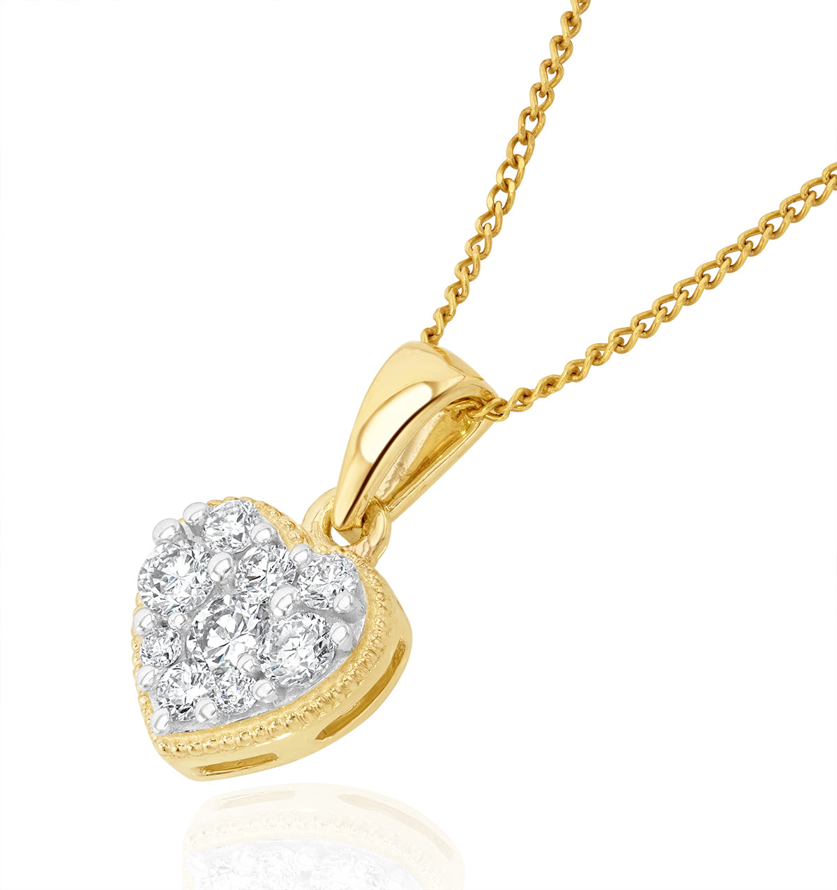 Lab Diamond Heart Pendant Necklace 0.25ct H/Si in 9K Gold